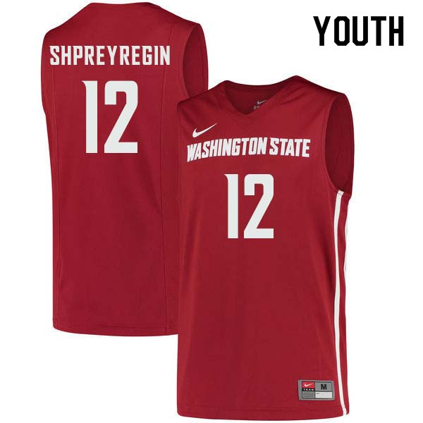 Youth #12 Steven Shpreyregin Washington State Cougars College Basketball Jerseys Sale-Crimson